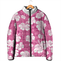 Pink Bula Fiji Masi Hibiscus Seamless Padded Jacket