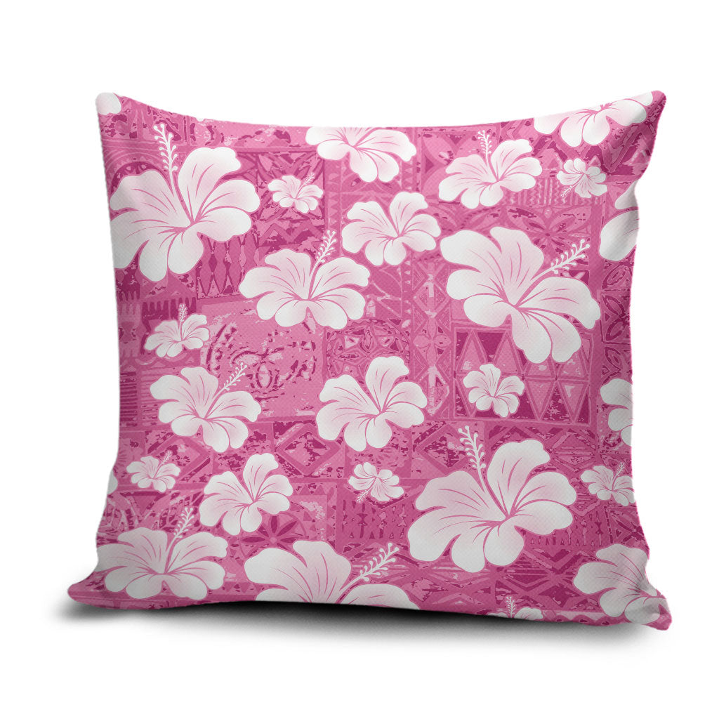 Pink Bula Fiji Masi Hibiscus Seamless Pillow Cover