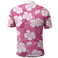 Pink Bula Fiji Masi Hibiscus Seamless Polo Shirt