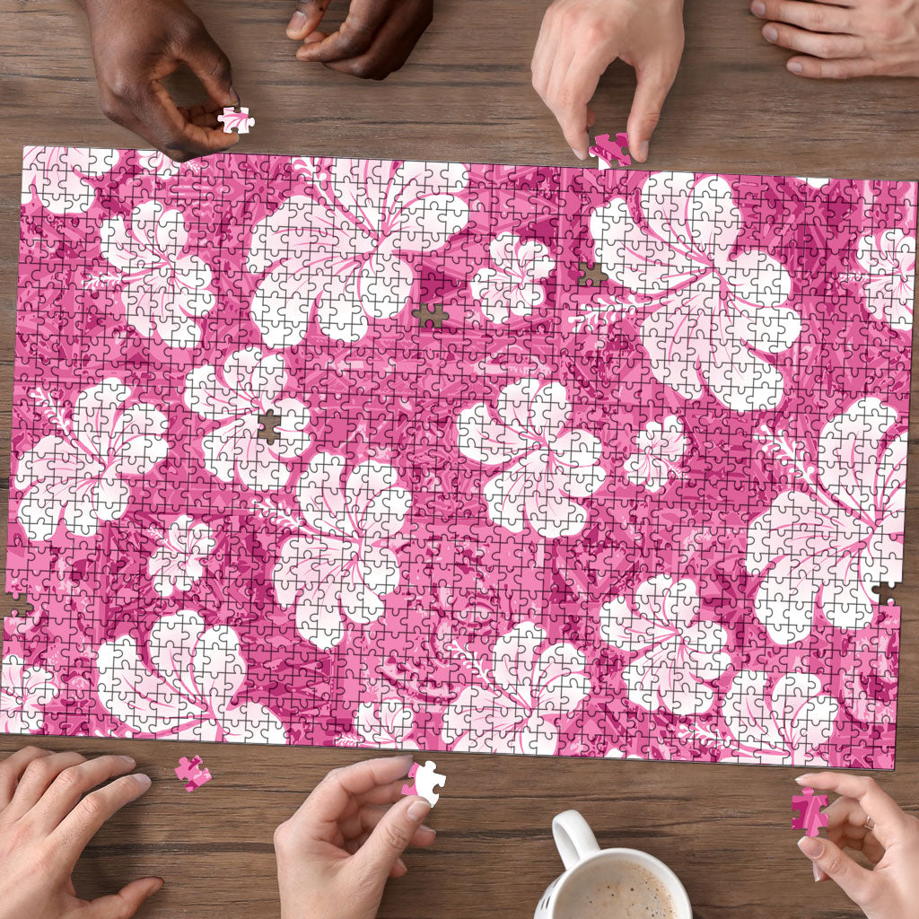 Pink Bula Fiji Masi Hibiscus Seamless Puzzle