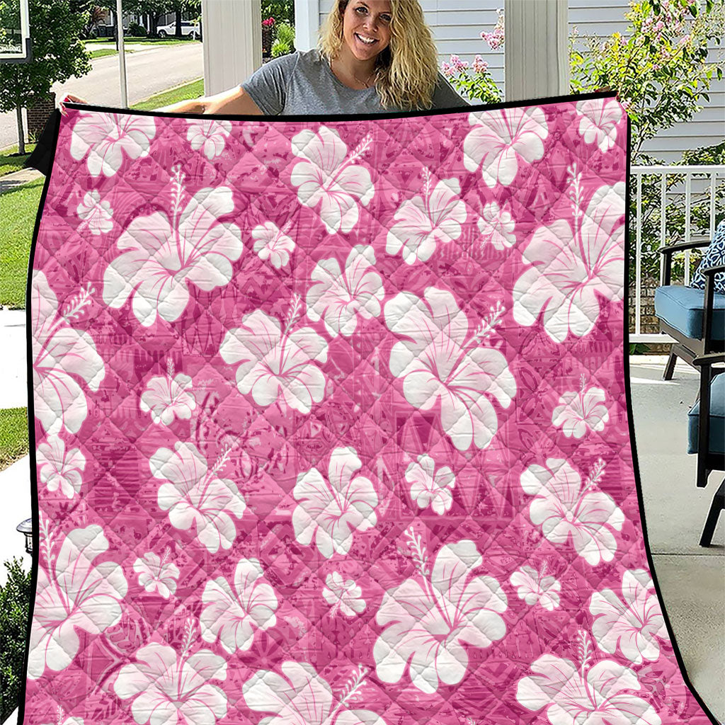 Pink Bula Fiji Masi Hibiscus Seamless Quilt
