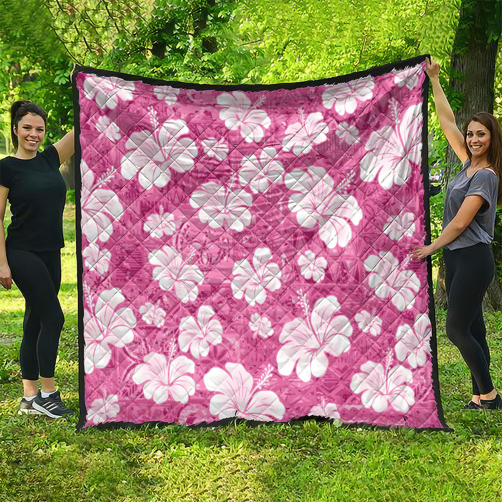 Pink Bula Fiji Masi Hibiscus Seamless Quilt