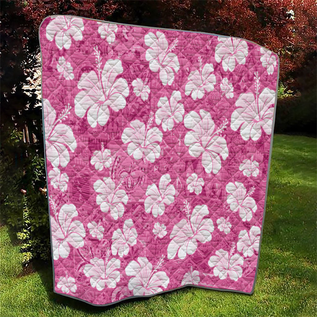 Pink Bula Fiji Masi Hibiscus Seamless Quilt