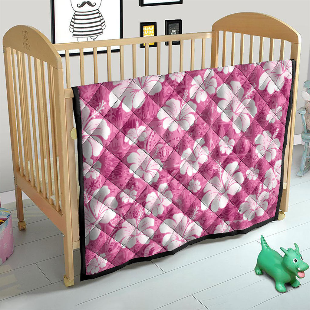 Pink Bula Fiji Masi Hibiscus Seamless Quilt