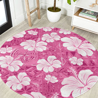 Pink Bula Fiji Masi Hibiscus Seamless Round Carpet