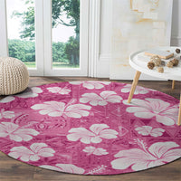 Pink Bula Fiji Masi Hibiscus Seamless Round Carpet