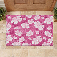 Pink Bula Fiji Masi Hibiscus Seamless Rubber Doormat