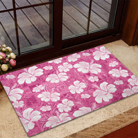 Pink Bula Fiji Masi Hibiscus Seamless Rubber Doormat