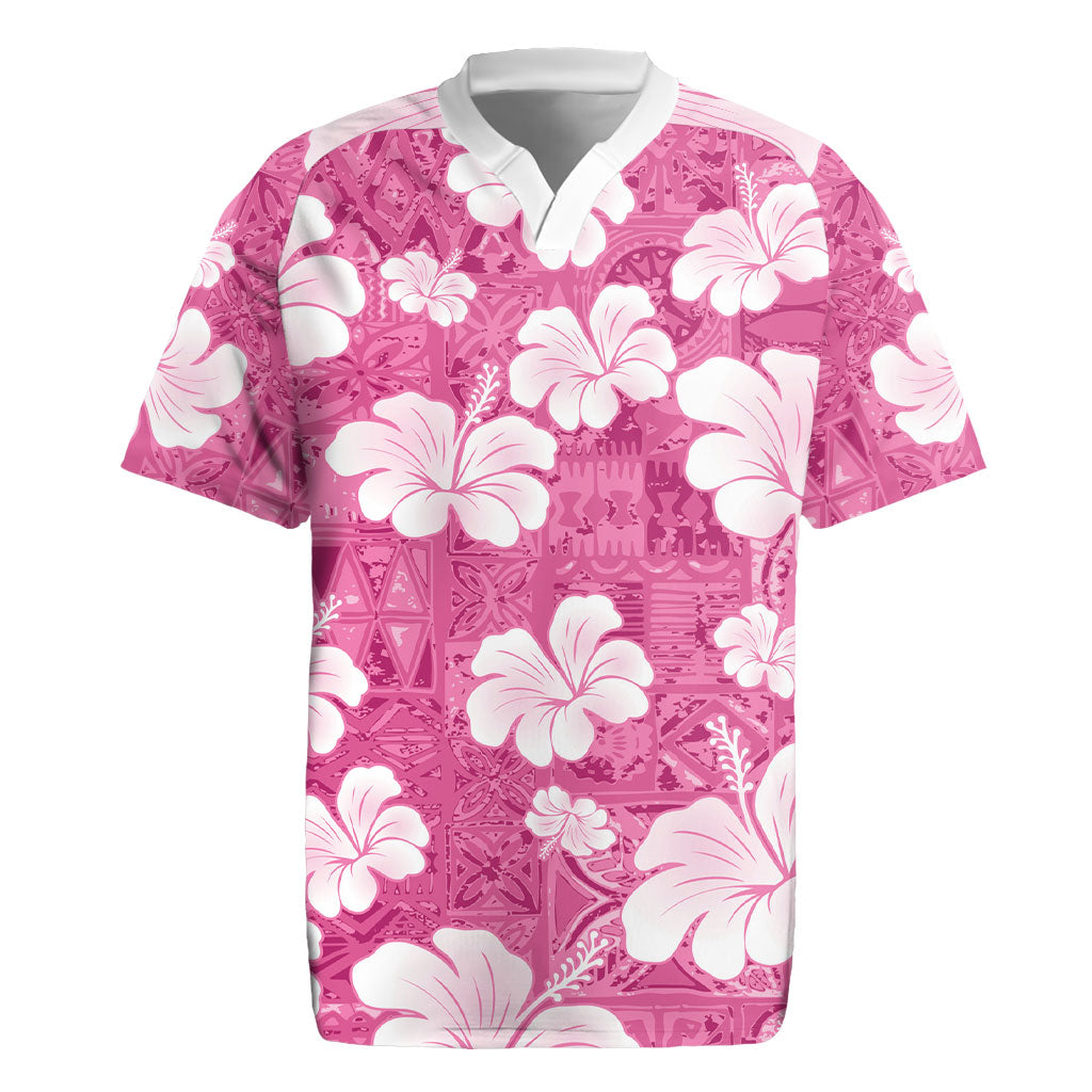 Pink Bula Fiji Masi Hibiscus Seamless Rugby Jersey
