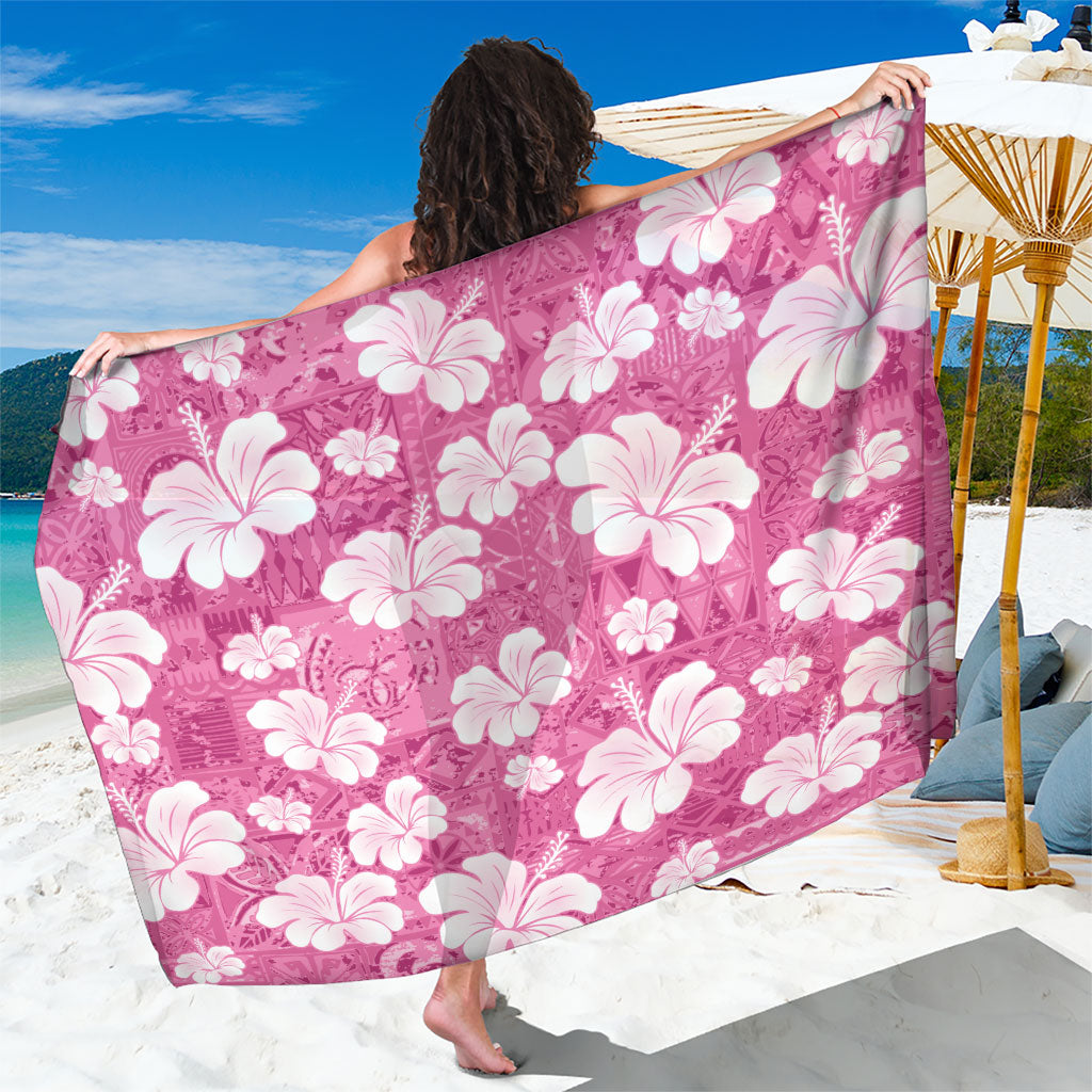 Pink Bula Fiji Masi Hibiscus Seamless Sarong