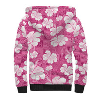 Pink Bula Fiji Masi Hibiscus Seamless Sherpa Hoodie