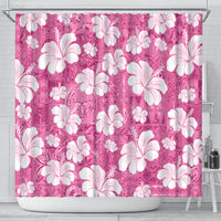 Pink Bula Fiji Masi Hibiscus Seamless Shower Curtain