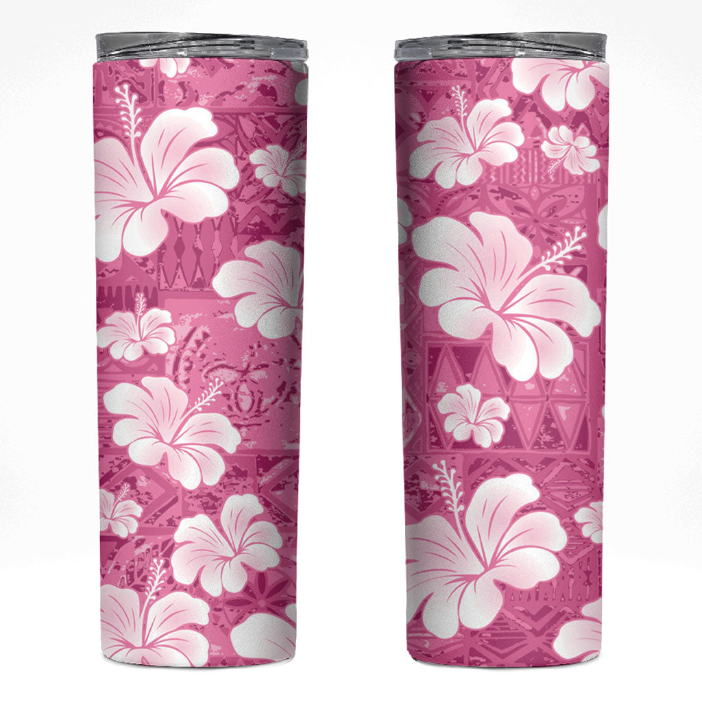 Pink Bula Fiji Masi Hibiscus Seamless Skinny Tumbler