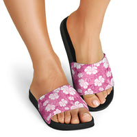 Pink Bula Fiji Masi Hibiscus Seamless Slide Sandals
