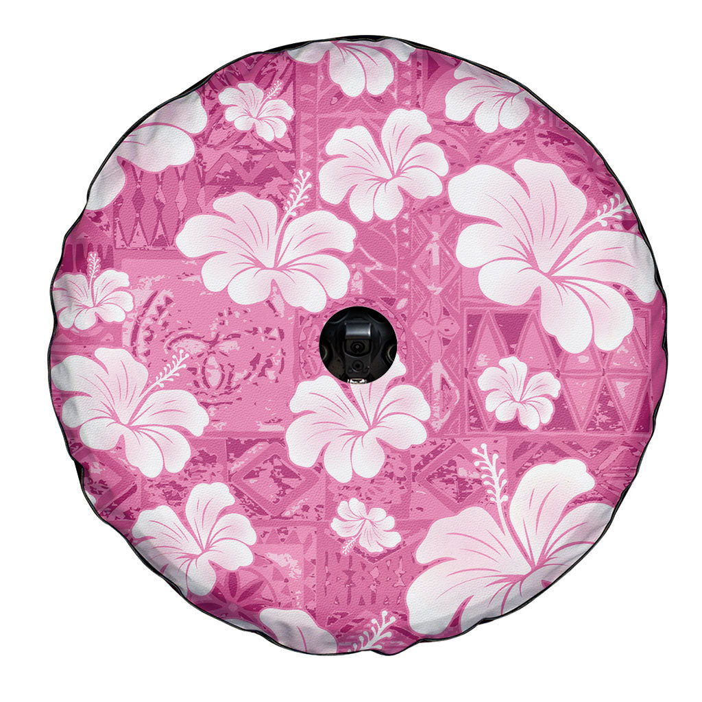 Pink Bula Fiji Masi Hibiscus Seamless Spare Tire Cover