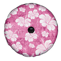 Pink Bula Fiji Masi Hibiscus Seamless Spare Tire Cover