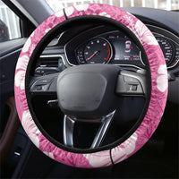 Pink Bula Fiji Masi Hibiscus Seamless Steering Wheel Cover