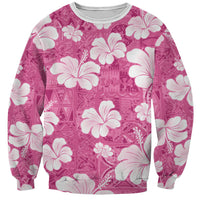 Pink Bula Fiji Masi Hibiscus Seamless Sweatshirt