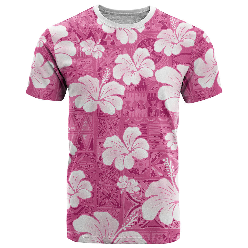 Pink Bula Fiji Masi Hibiscus Seamless T Shirt