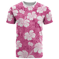 Pink Bula Fiji Masi Hibiscus Seamless T Shirt