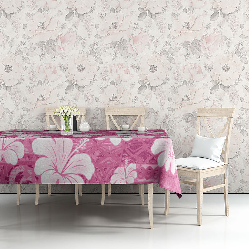Pink Bula Fiji Masi Hibiscus Seamless Tablecloth