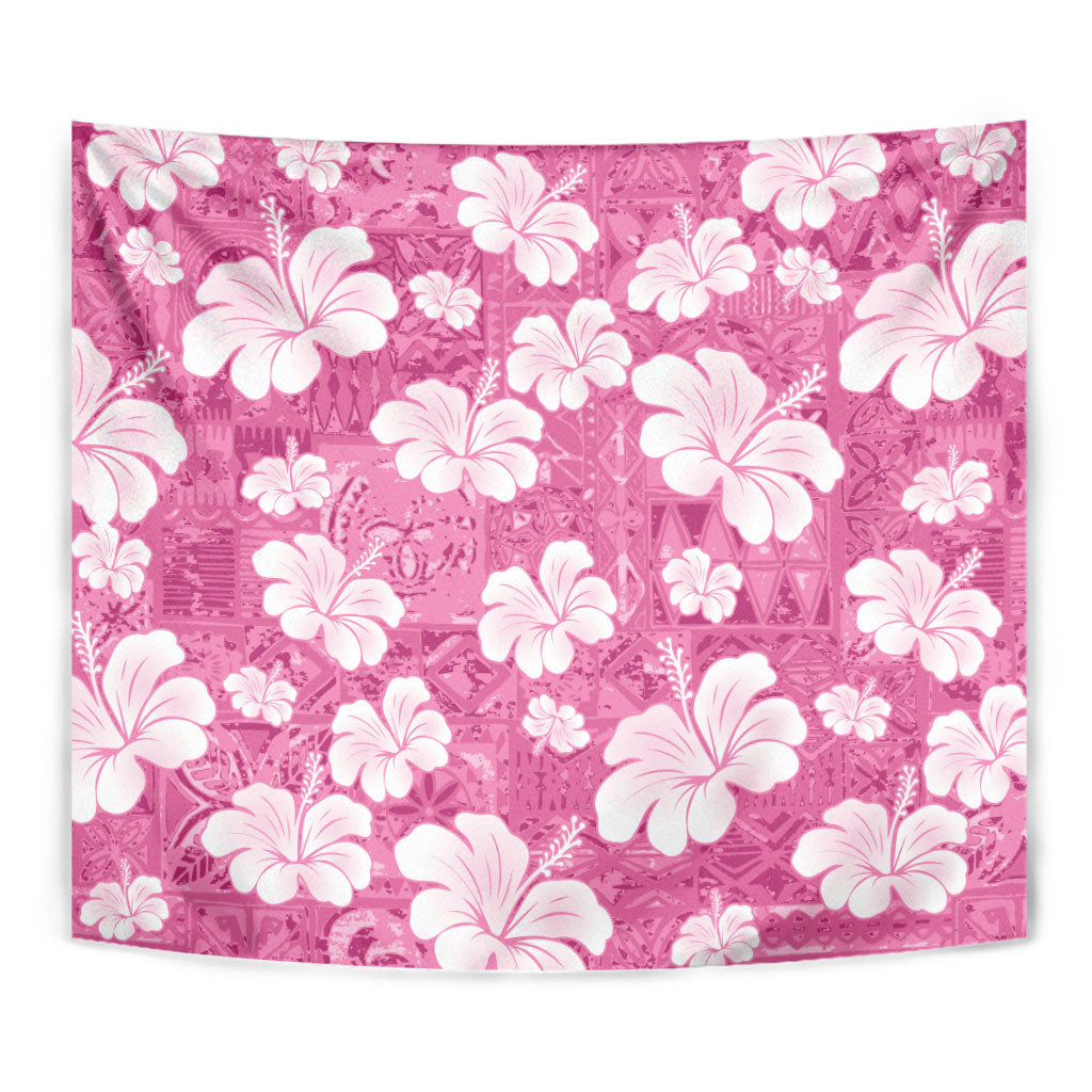 Pink Bula Fiji Masi Hibiscus Seamless Tapestry
