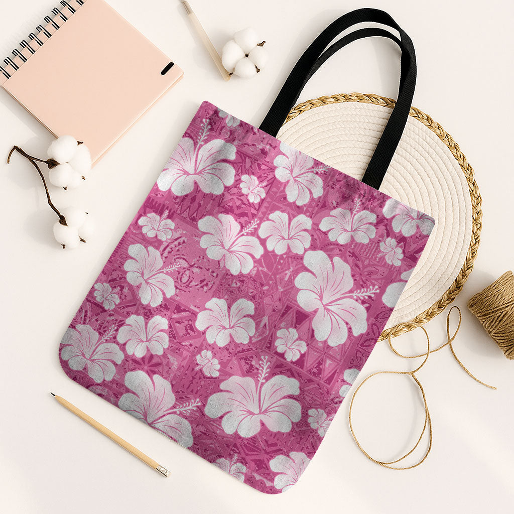 Pink Bula Fiji Masi Hibiscus Seamless Tote Bag