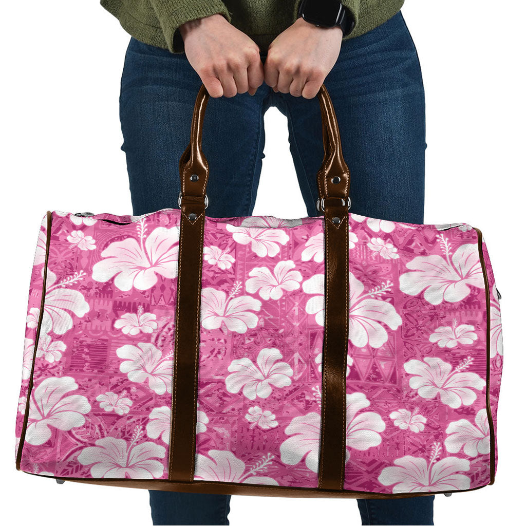 Pink Bula Fiji Masi Hibiscus Seamless Travel Bag