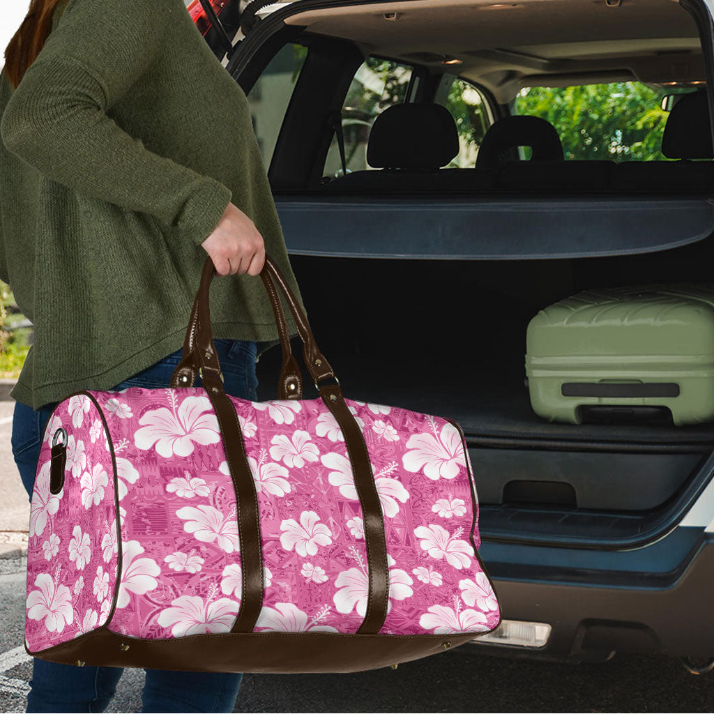 Pink Bula Fiji Masi Hibiscus Seamless Travel Bag