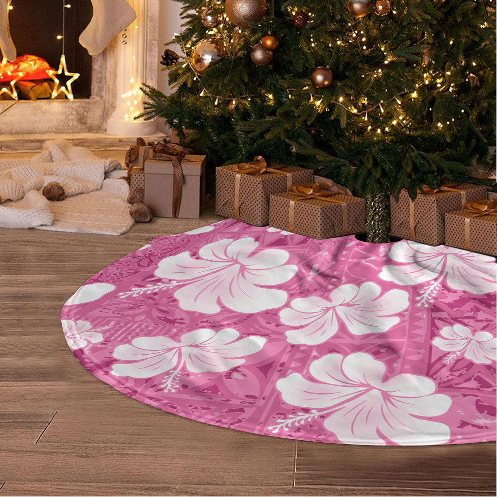 Pink Bula Fiji Masi Hibiscus Seamless Tree Skirt