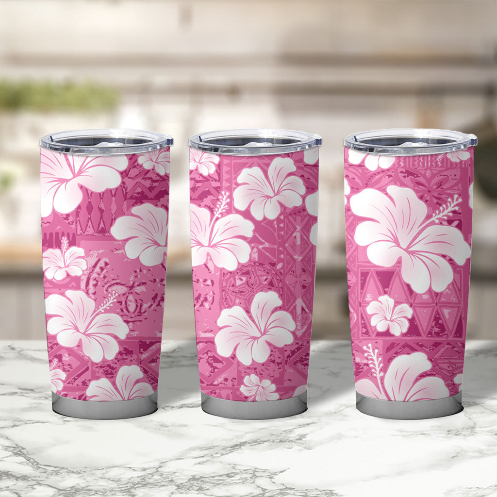 Pink Bula Fiji Masi Hibiscus Seamless Tumbler Cup