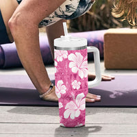 Pink Bula Fiji Masi Hibiscus Seamless Tumbler With Handle
