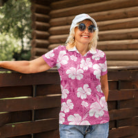 Pink Bula Fiji Masi Hibiscus Seamless Women Polo Shirt