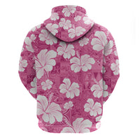 Pink Bula Fiji Masi Hibiscus Seamless Zip Hoodie