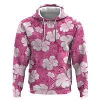 Pink Bula Fiji Masi Hibiscus Seamless Zip Hoodie