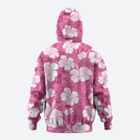Pink Bula Fiji Masi Hibiscus Seamless Zip Hoodie