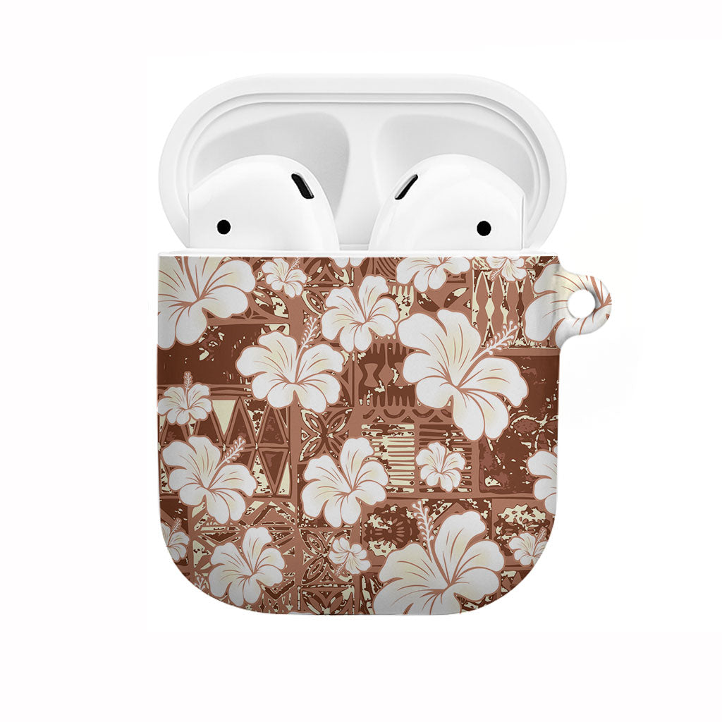 Brown Bula Fiji Masi Hibiscus Seamless AirPods Case