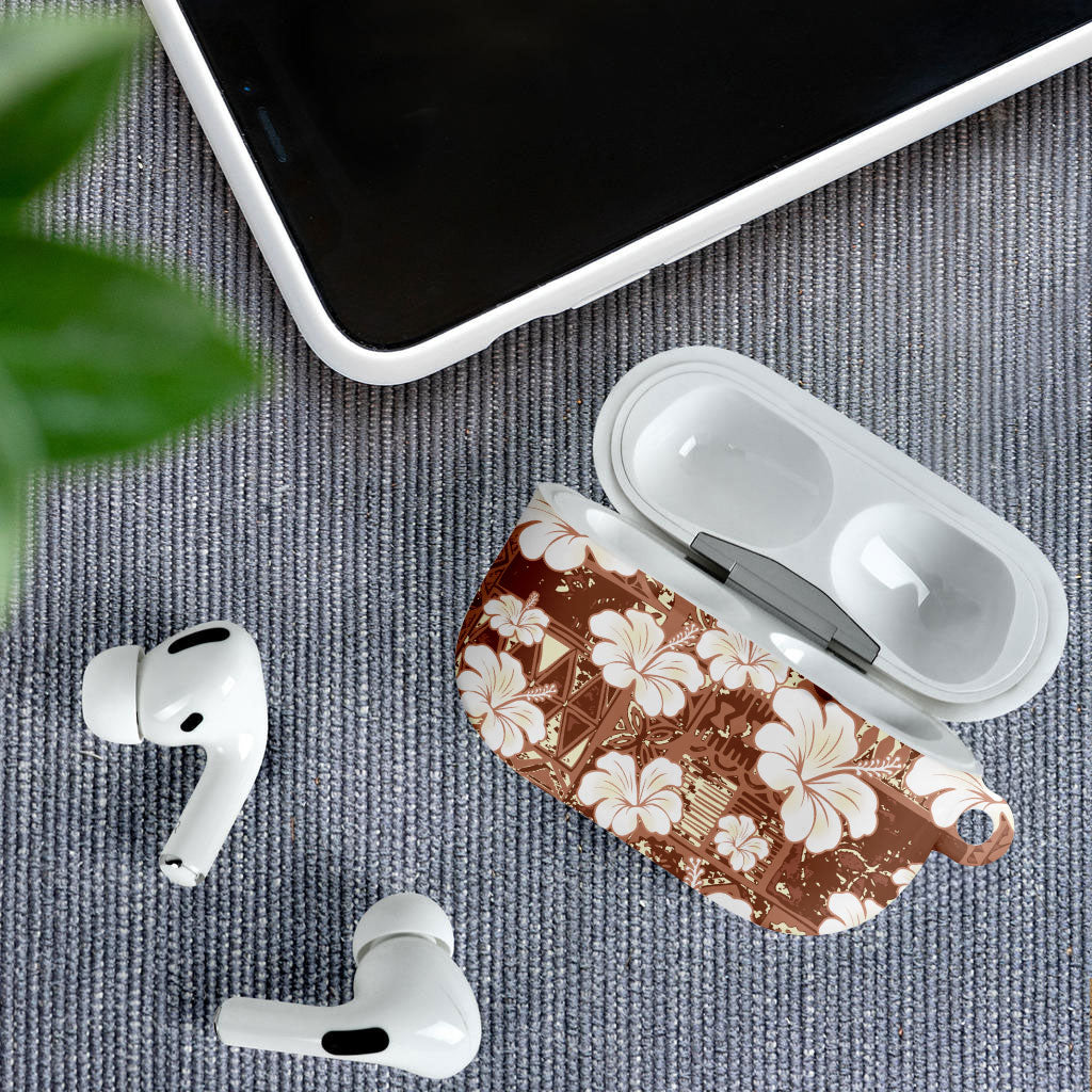 Brown Bula Fiji Masi Hibiscus Seamless AirPods Case