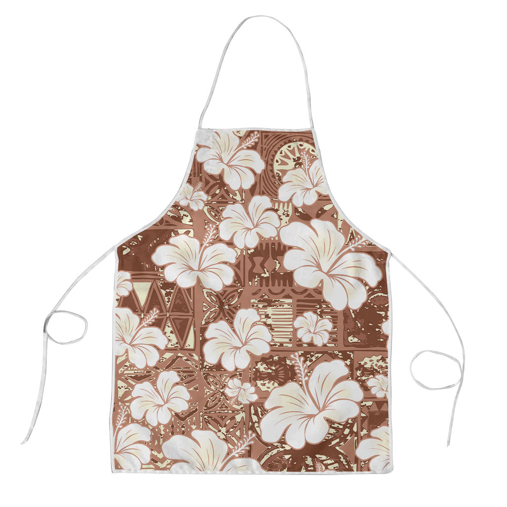 Brown Bula Fiji Masi Hibiscus Seamless Apron
