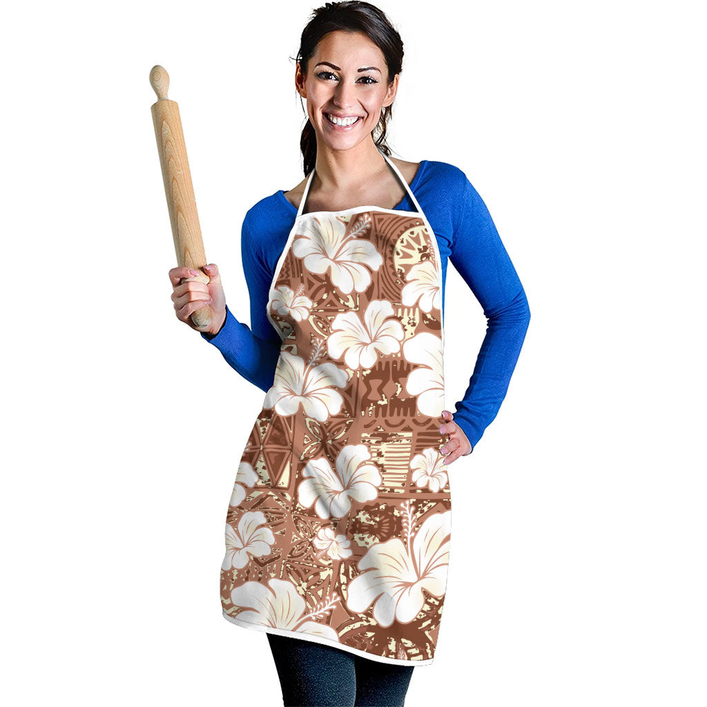 Brown Bula Fiji Masi Hibiscus Seamless Apron