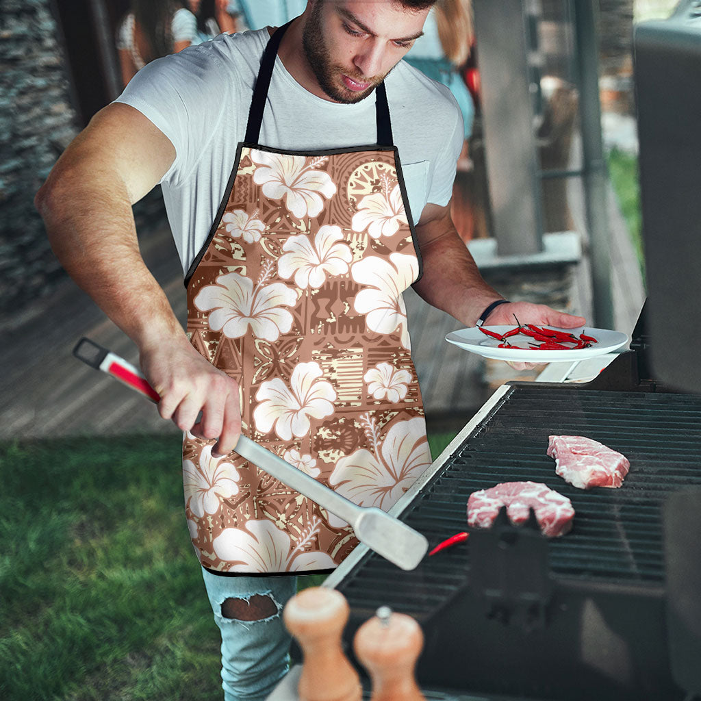 Brown Bula Fiji Masi Hibiscus Seamless Apron