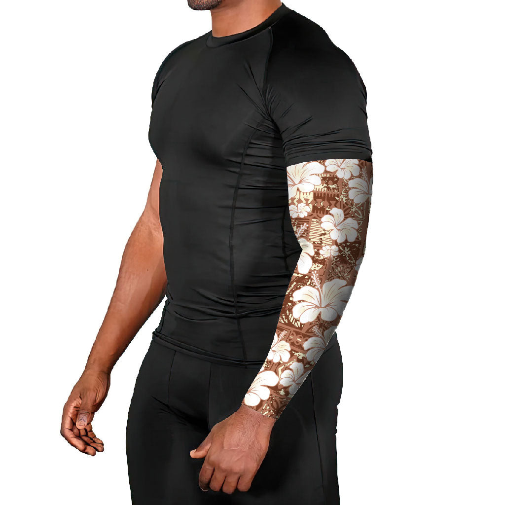 Brown Bula Fiji Masi Hibiscus Seamless Arm Sleeves