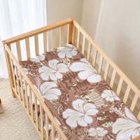 Brown Bula Fiji Masi Hibiscus Seamless Baby Bed Cover LT14 - Polynesian Pride