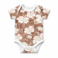 Brown Bula Fiji Masi Hibiscus Seamless Baby Onesie