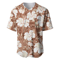 Brown Bula Fiji Masi Hibiscus Seamless Baseball Jersey