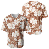 Brown Bula Fiji Masi Hibiscus Seamless Baseball Jersey