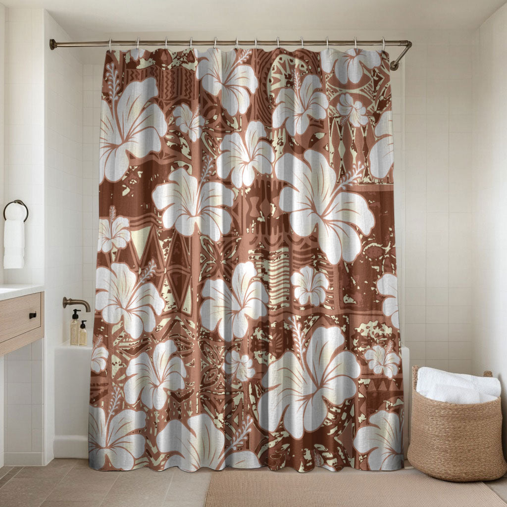 Brown Bula Fiji Masi Hibiscus Seamless Bathroom Set
