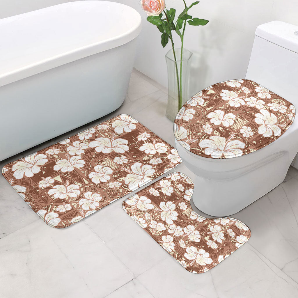 Brown Bula Fiji Masi Hibiscus Seamless Bathroom Set