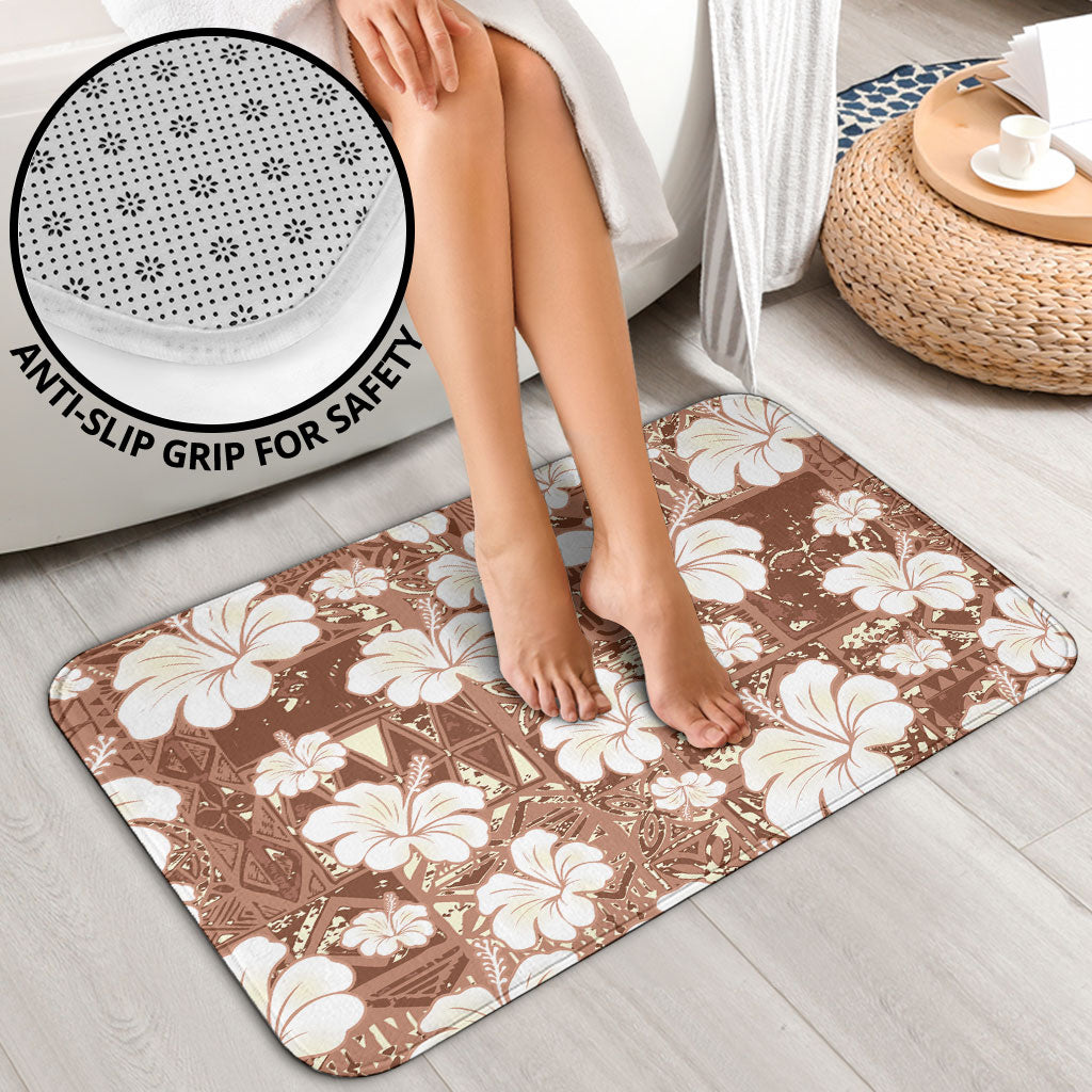 Brown Bula Fiji Masi Hibiscus Seamless Bathroom Set