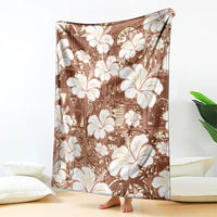 Brown Bula Fiji Masi Hibiscus Seamless Blanket